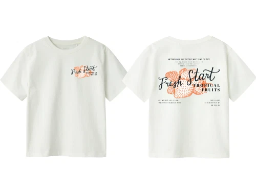 Name It cloud dancer/red orange printet t-shirt